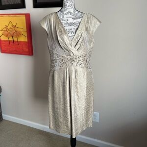 Patra Gold Midi Dress with Embellished Waist